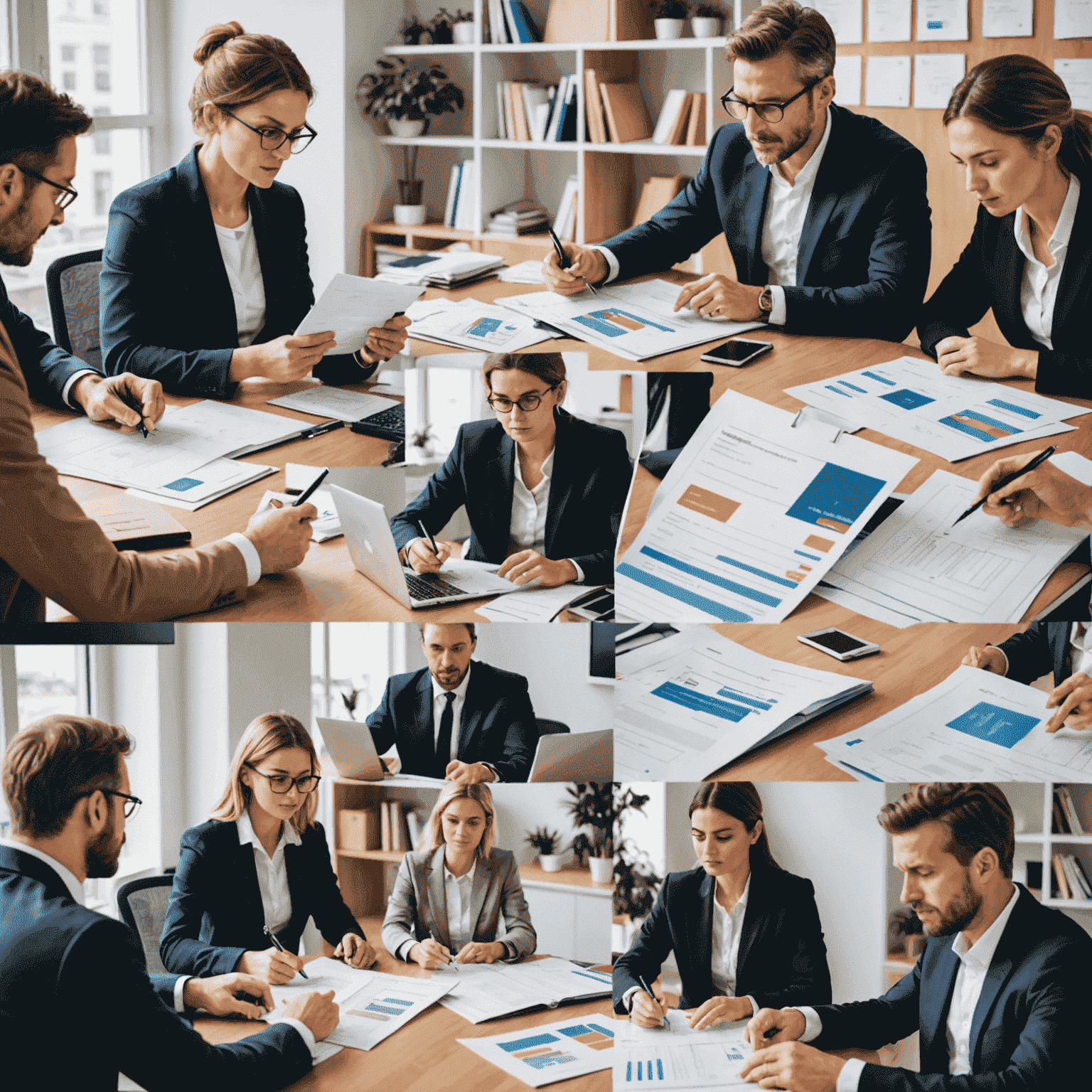 A collage showing various European payment methods, regulatory documents, and SME owners looking concerned while reviewing paperwork