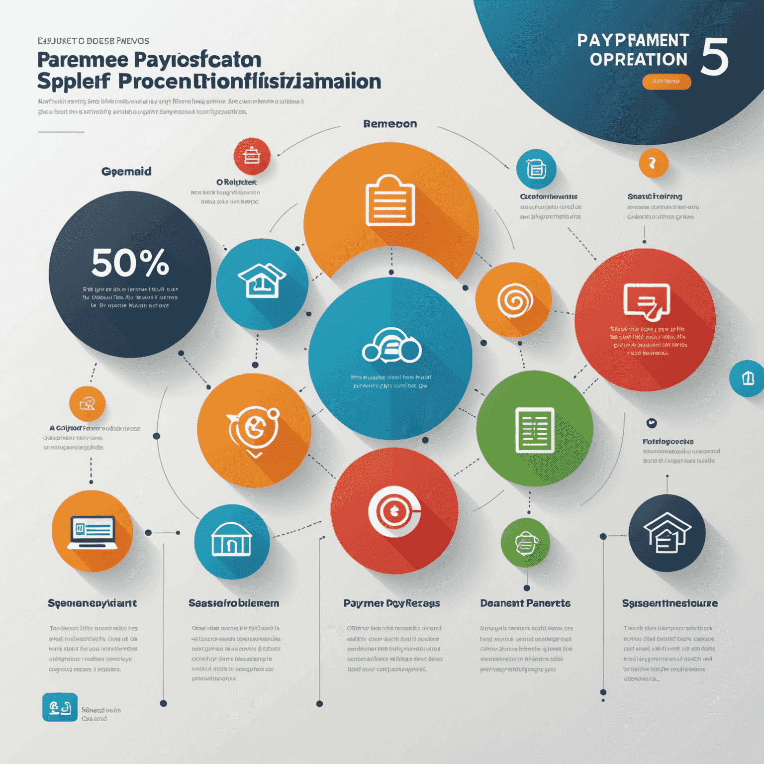 Infographic showing 5 steps of payment process optimization with icons for each step