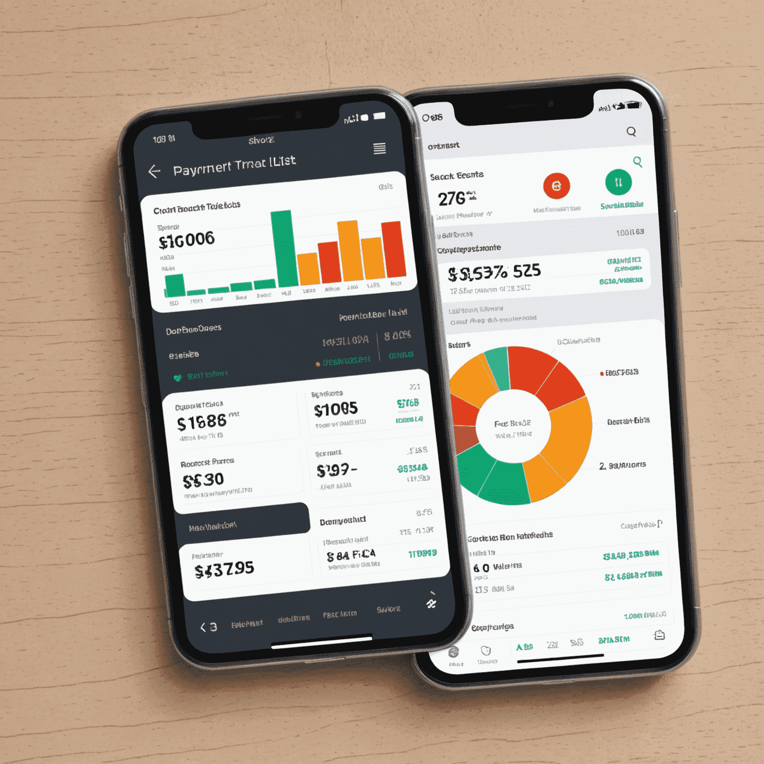 Dashboard showing real-time payment tracking with graphs and transaction lists