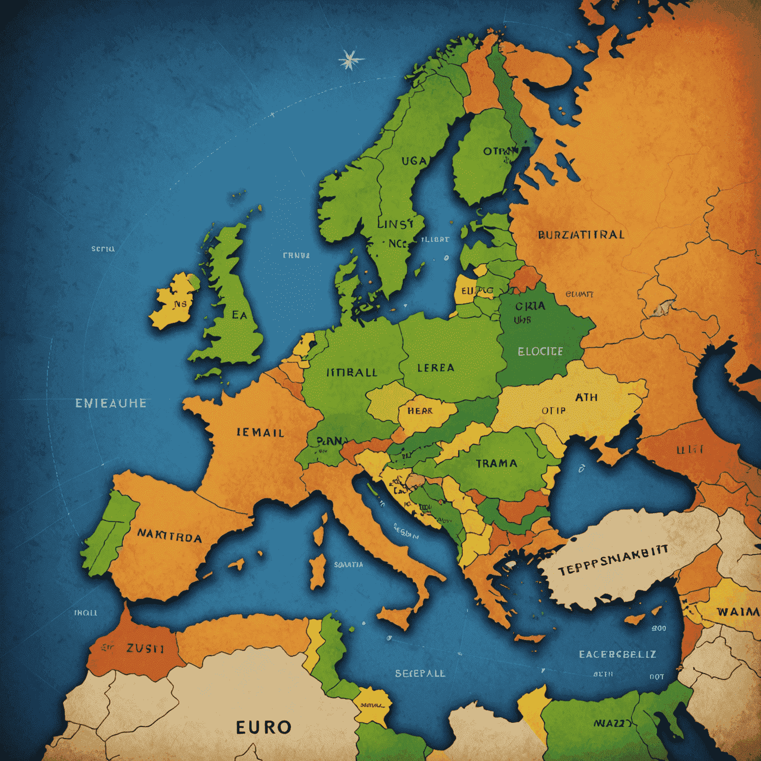 Illustration of a Euro symbol with SEPA countries highlighted on a map of Europe